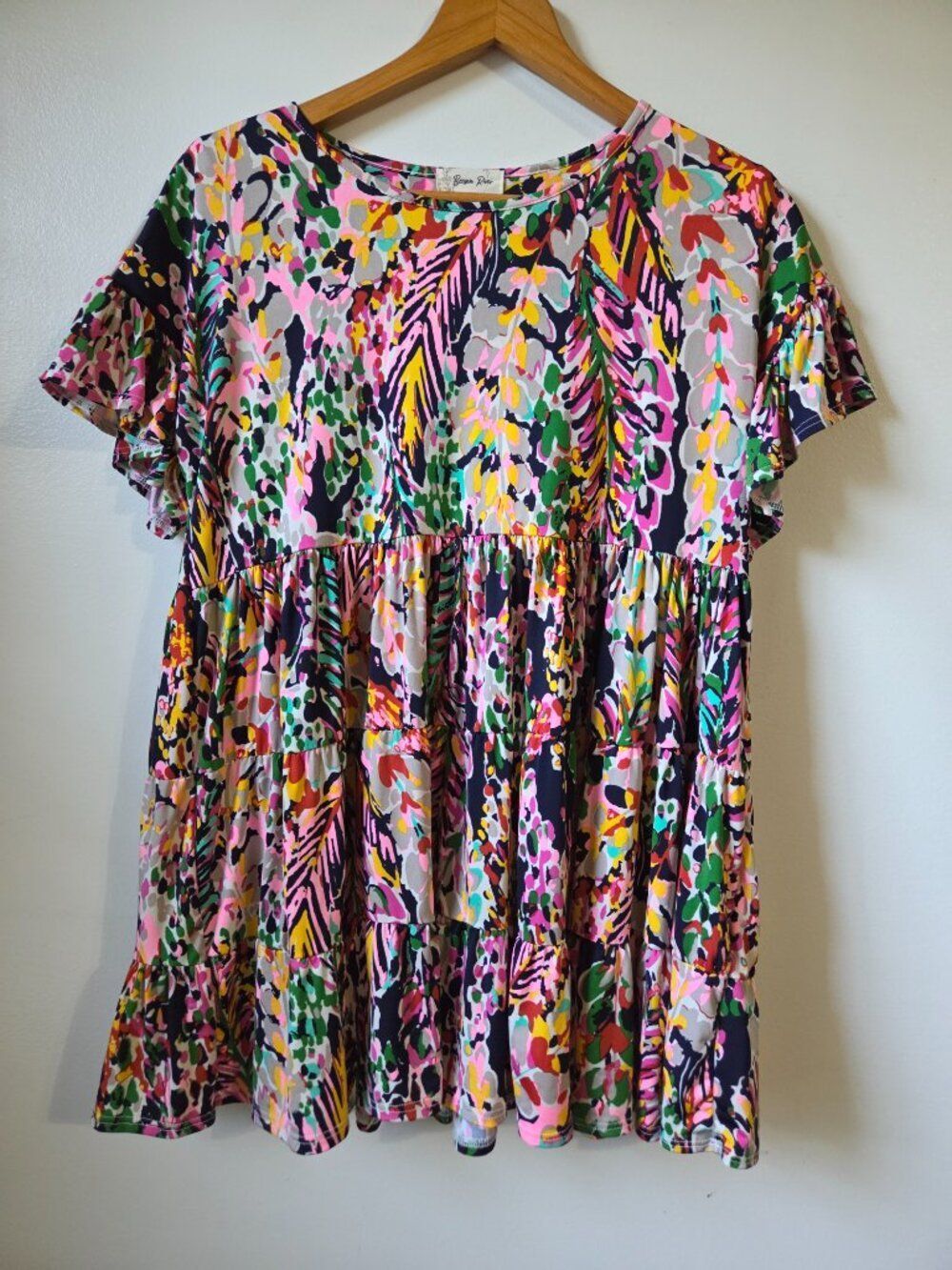 EUC BEESON RIVER MULTICOLORED BABYDOLL STYLE TOP SIZE S/M